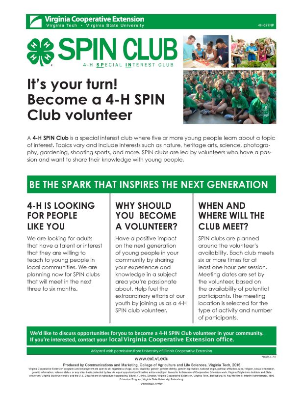 It’s your turn! Become a 4-H SPIN Club volunteer Cover of It’s your turn! Become a 4-H SPIN Club volunteer