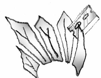 Illustration of cutting leaves with a lazer