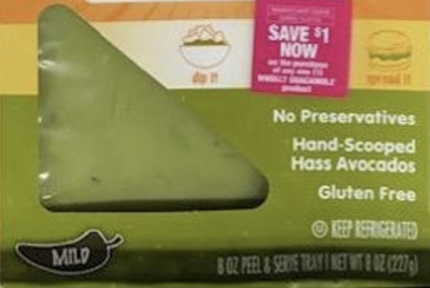 A package of a guacamole product that has been processed using HPP to extend its shelf life. 