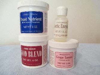 image of bottles of Acid Blend; Tannin; Pectic Enzyme; Yeast Nutrient