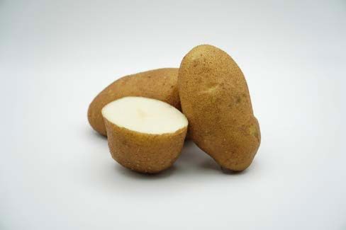 Close up of a cut up potato.
