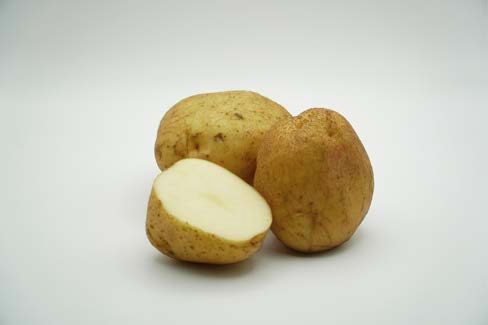 Close up of a cut up potato.