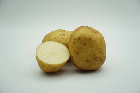 Close up of a cut up potato.